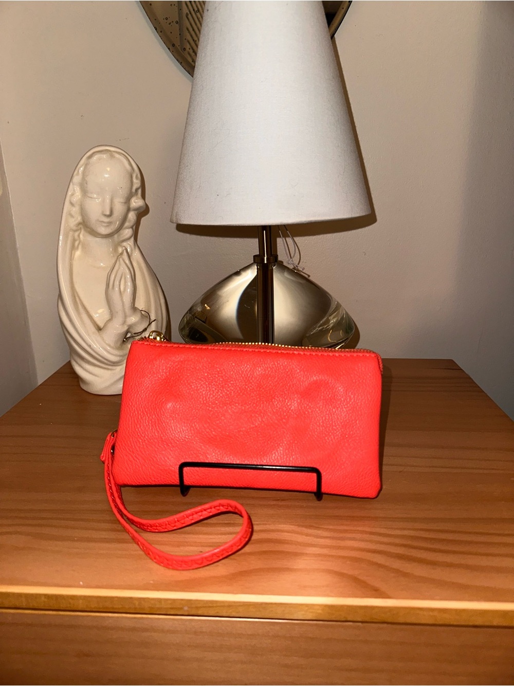 Coral Orange Wristlet Clutch